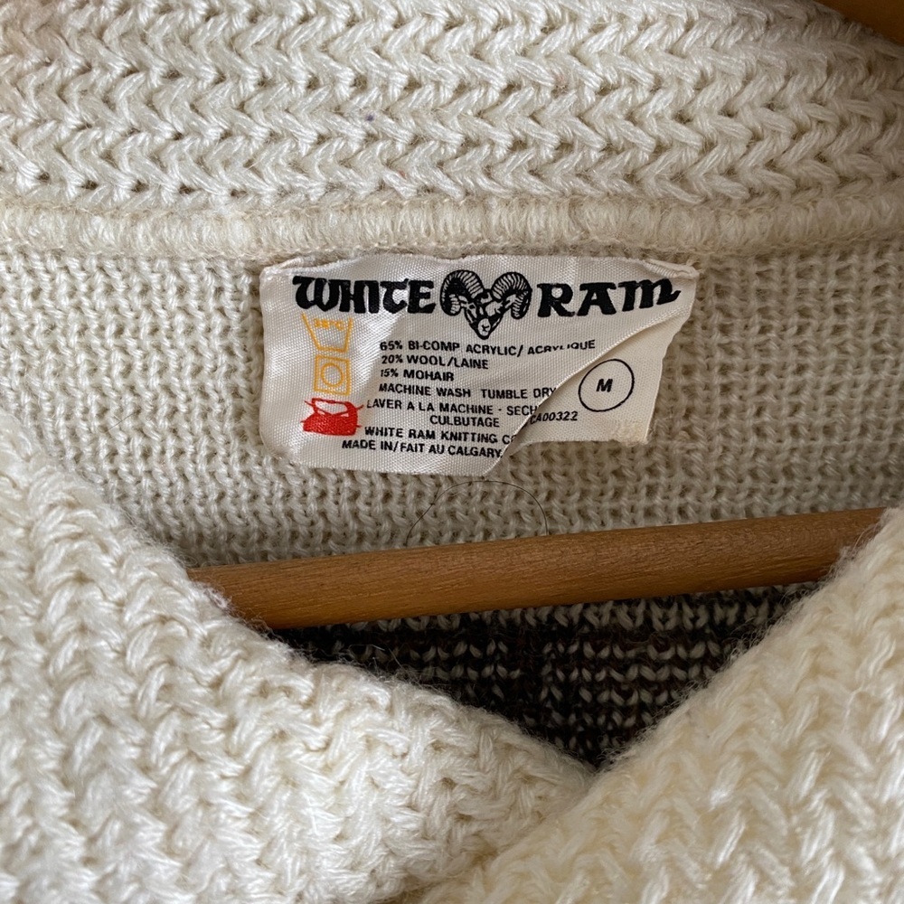 Vintage White Ram | Wool Mohair Blend Collared Button 70s Sweater - Picture 4 of 4
